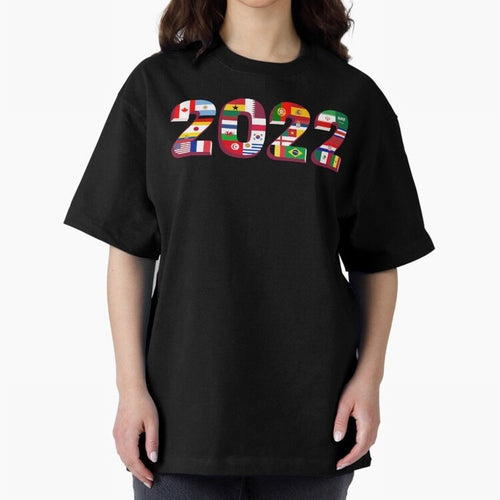 All the 32 Teams that Played in 2022 in Qatar for Football Fans Oversized T-Shirt Show Passion for the Stars of FIFA World Cup 2026 Spirit, Celebrating Argentina, Mbappe, Stadium Memories, Football Loyalty, International Chants and Championship