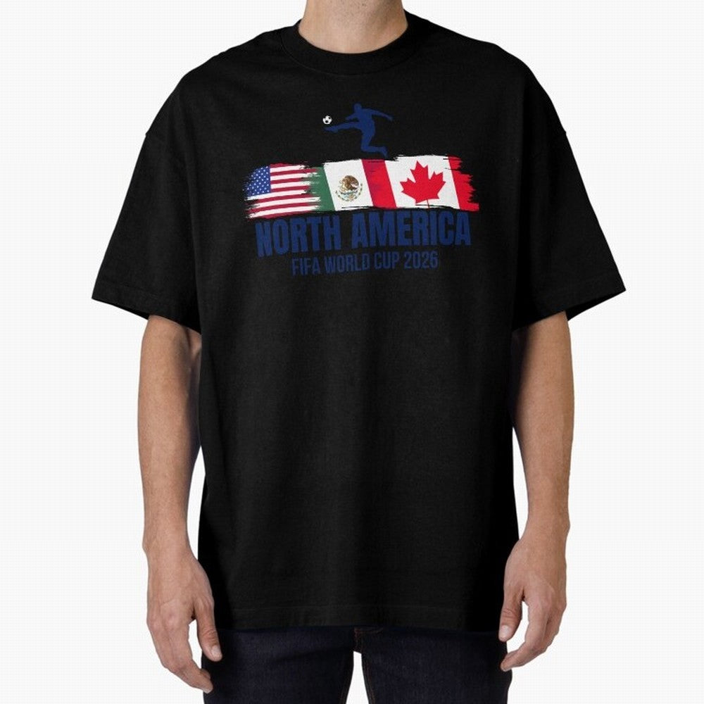 2026 North America Soccer World Tour - USA Mexico Canada Oversized T-Shirt Discover FIFA World Cup 2026 Group Stage for Fans of Mbappe and Portugal, Bringing Champion Mindset, Group Stage Buzz, Knockout Tension and Passionate Fan Culture; Perfect