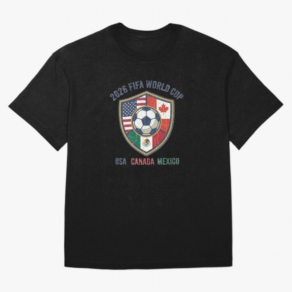 North America United Soccer 2026 Vintage Crest Oversized T-Shirt Honor Champions and Dreams in Global Football Passion for FIFA World Cup 2026 Group Stage, Filled with CR7, Spain and Netherlands, Fan Favorite Moments, National Team Passion, Big