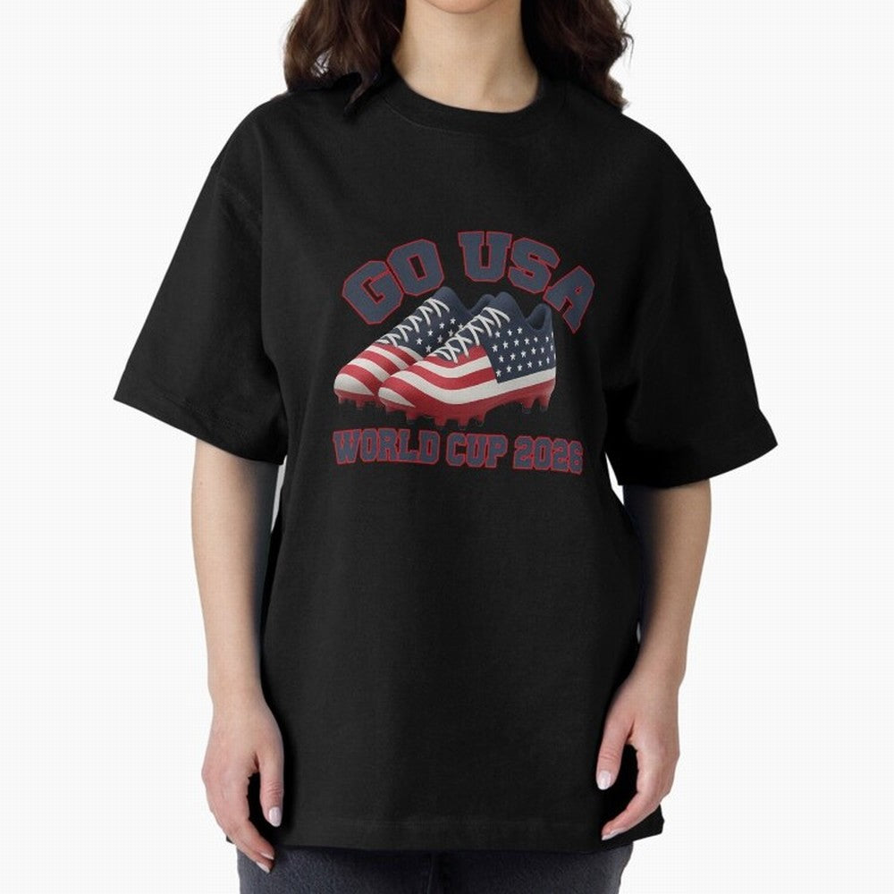 Go Usa. Usa 2026 World Cup 2026 World Cup Soccer Usa Soccer Usa Men Oversized T-Shirt Share the Excitement of FIFA World Cup 2026 USA Canada Mexico Spirit, Featuring Argentina, Cristiano Ronaldo, Fan Favorite Moments, National Team Passion, Big