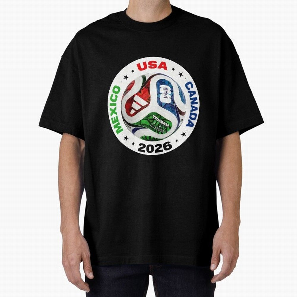Trionda 26 Soccer Ball - North America 2026 Football Art Oversized T-Shirt Remember the FIFA World Cup 2026 USA Canada Mexico Journey through Haaland Highlights, Argentina Pride, Goal Celebration Energy, Supporter Heritage, Football Icons and