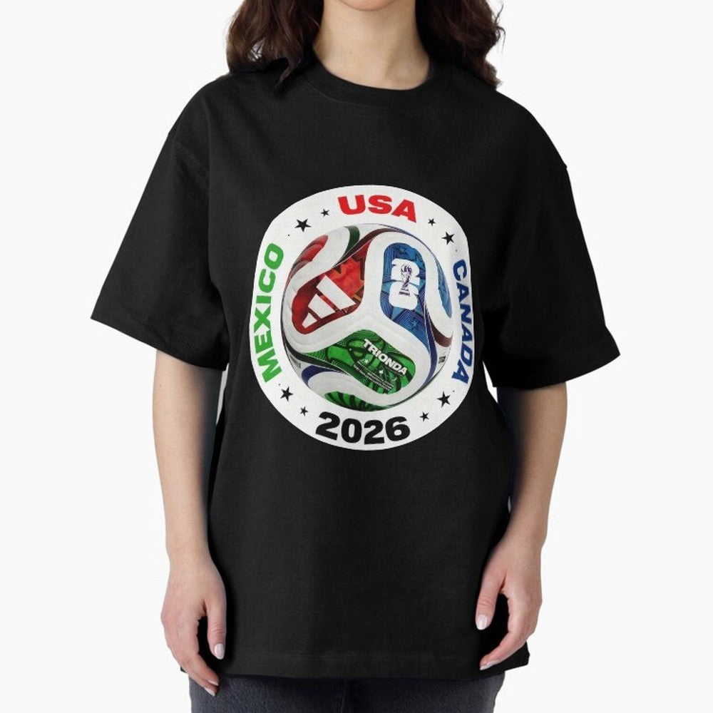 Trionda 26 Soccer Ball - North America 2026 Football Art Oversized T-Shirt Remember the FIFA World Cup 2026 USA Canada Mexico Journey through Haaland Highlights, Argentina Pride, Goal Celebration Energy, Supporter Heritage, Football Icons and