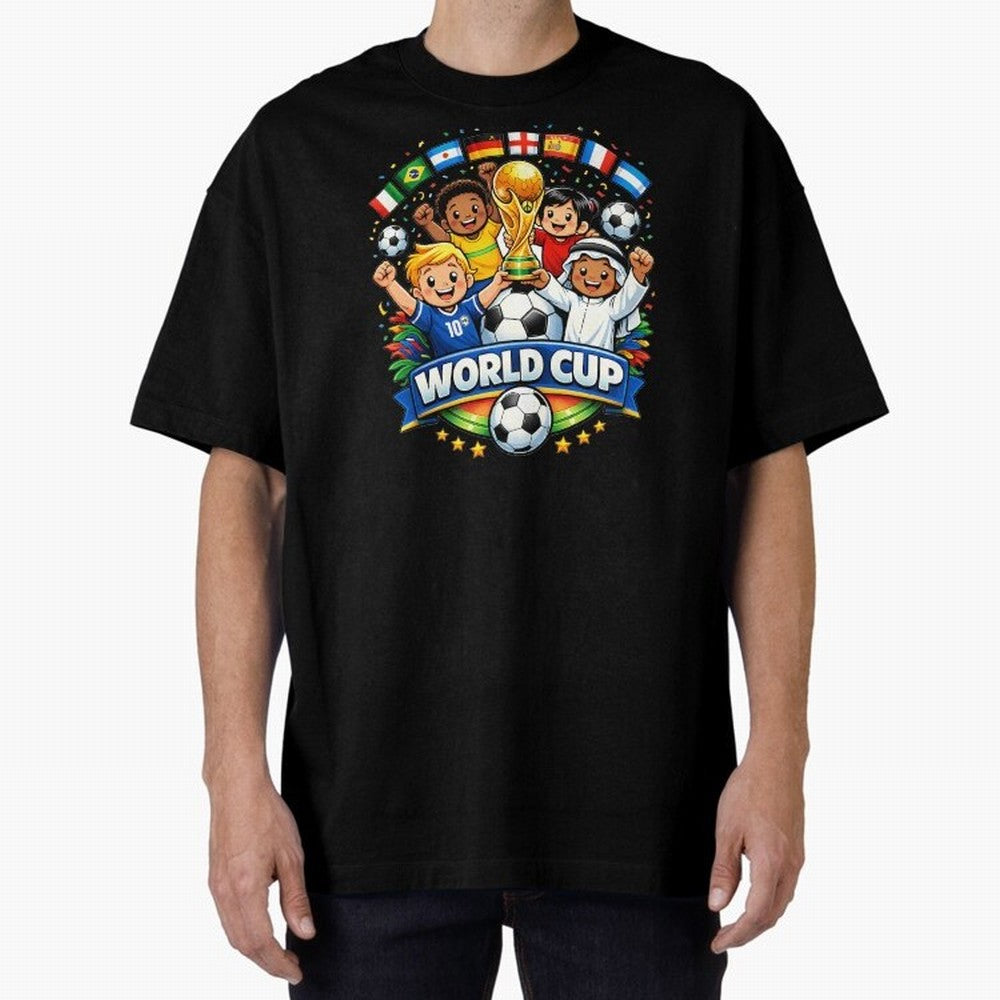 World Cup Football Oversized T-Shirt Honor Global Football Passion for FIFA World Cup 2026, Filled with Cristiano Ronaldo, Haaland and CR7, Argentina, France and Brazil, Tournament Hype, Historic Matchups, Family Viewing Parties and Global Sports