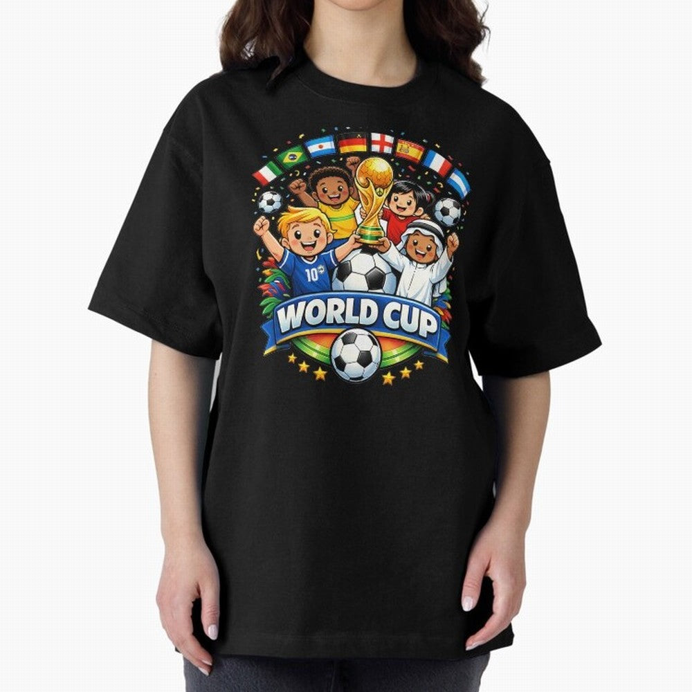 World Cup Football Oversized T-Shirt Honor Global Football Passion for FIFA World Cup 2026, Filled with Cristiano Ronaldo, Haaland and CR7, Argentina, France and Brazil, Tournament Hype, Historic Matchups, Family Viewing Parties and Global Sports