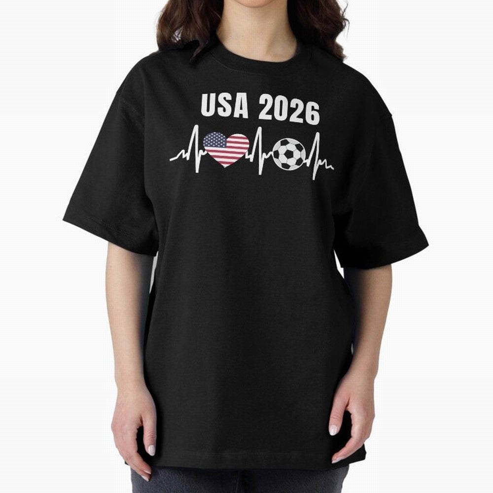 Soccer USA 2026 American Flag America World Cup Fan Gift Oversized T-Shirt Carry the Dream of FIFA World Cup 2026 Group Stage Built around Cristiano Ronaldo, Haaland and CR7, Argentina Energy, Fan Favorite Moments, National Team Passion, Big Match