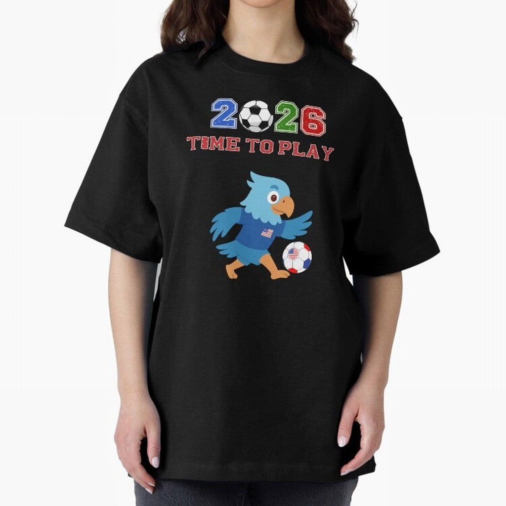 USA Soccer Eagle Mascot 2026 Time To Play Football Oversized T-Shirt Carry National Pride through Match Day Hype around FIFA World Cup 2026 USA Canada Mexico, Cristiano Ronaldo, Haaland and CR7, England, Retro Football Energy, Iconic Rivalries,