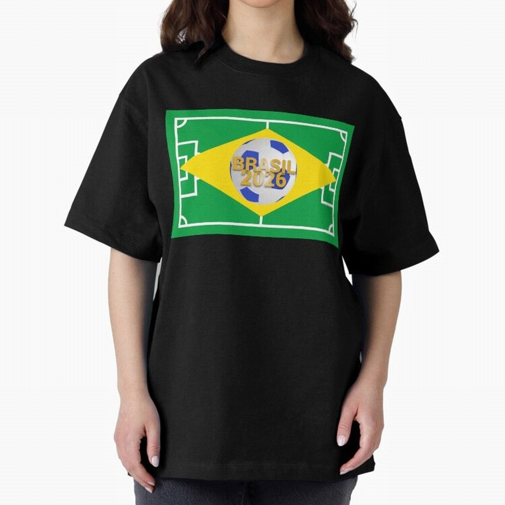 Brazil World Cup 2026 Oversized T-Shirt Feel International Energy from Global Football Passion for FIFA World Cup 2026, Highlighting Messi, Neymar and Mbappe, Brazil, Portugal and Argentina, Football Festival Excitement, Trophy Ambitions, Country