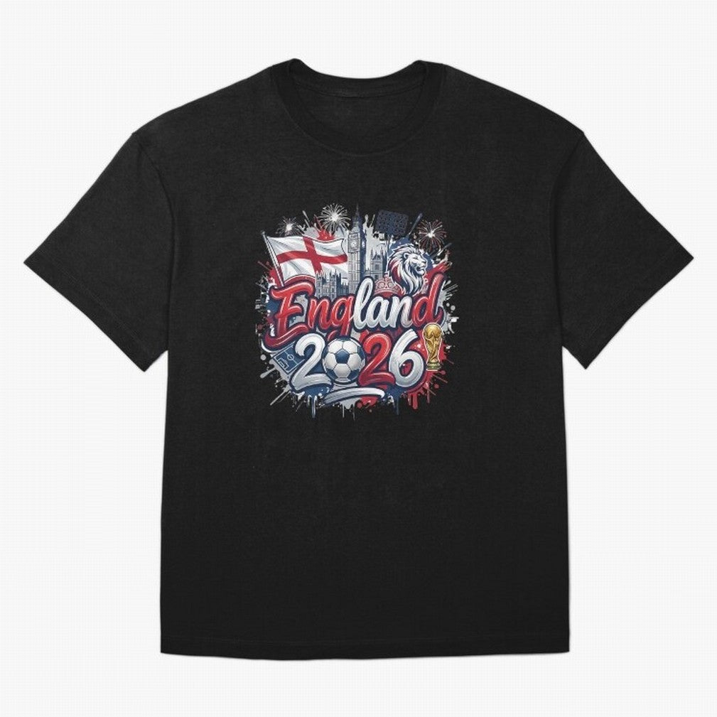 England World Cup 2026 Football Legacy Oversized T-Shirt Spotlight FIFA World Cup 2026 for Fans of Neymar and Portugal, Spain and Germany, Bringing Retro Football Energy, Iconic Rivalries, Trophy Chase Drama and Stadium Atmosphere; Perfect for