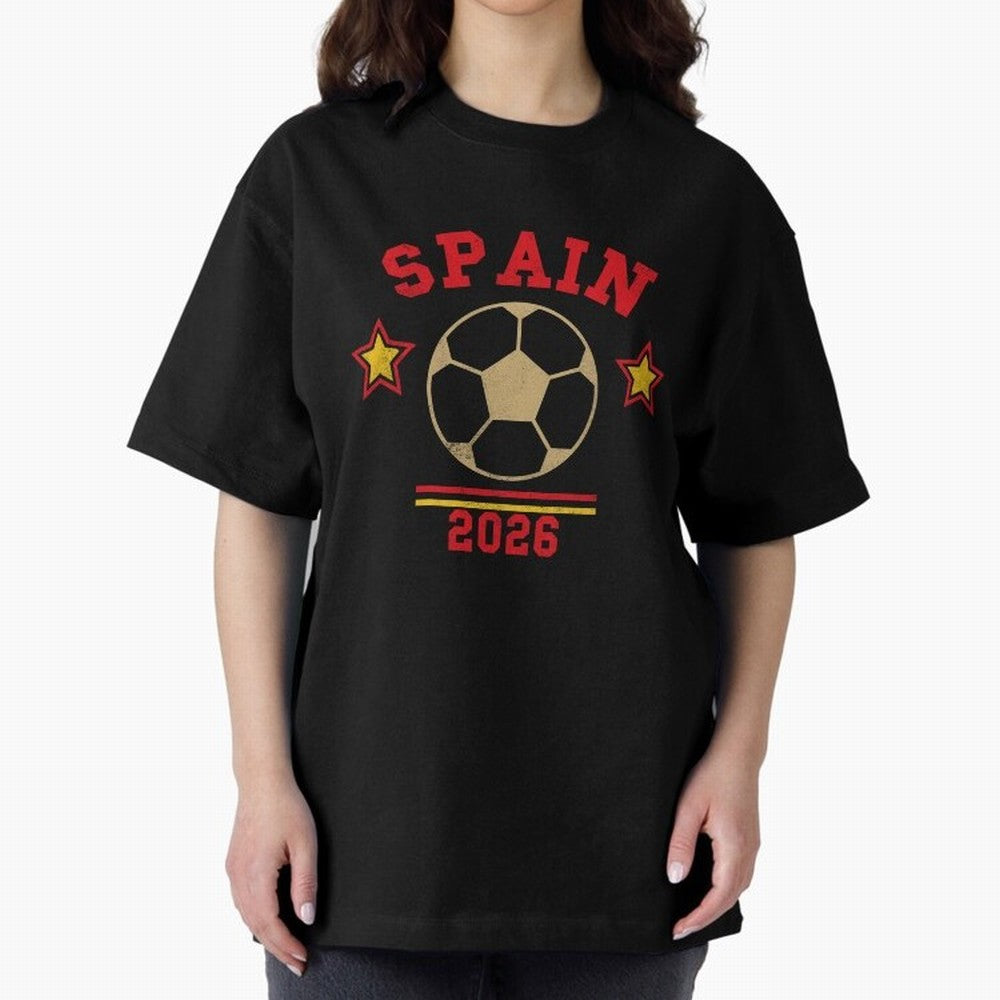 Spain 2026 ¡ª Vintage Soccer Tee Oversized T-Shirt Carry FIFA World Cup 2026 for Fans of CR7 and Messi and Portugal, Bringing Football History, Final Match Energy, Crowd Noise and Once in a Lifetime Moments; Ideal for Fans Who Follow Messi,
