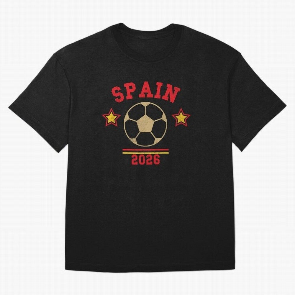 Spain 2026 ¡ª Vintage Soccer Tee Oversized T-Shirt Carry FIFA World Cup 2026 for Fans of CR7 and Messi and Portugal, Bringing Football History, Final Match Energy, Crowd Noise and Once in a Lifetime Moments; Ideal for Fans Who Follow Messi,