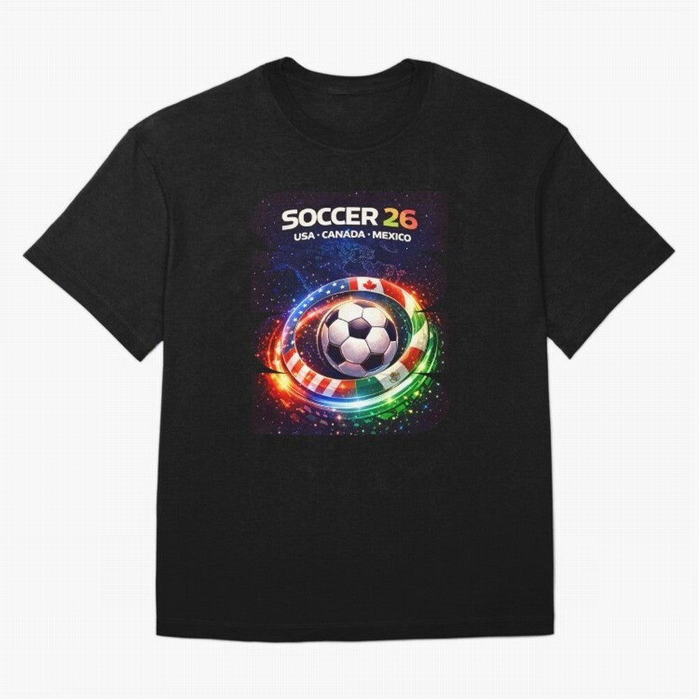 North America Soccer 2026 Shirt, Soccer 26 USA Canada Mexico Fan Tee, United 2026 Soccer Graphic Oversized T-Shirt Bring Trophy Dreams to Match Day Hype around FIFA World Cup 2026 USA Canada Mexico, Haaland and Mbappe, Spain, Retro Football Energy,