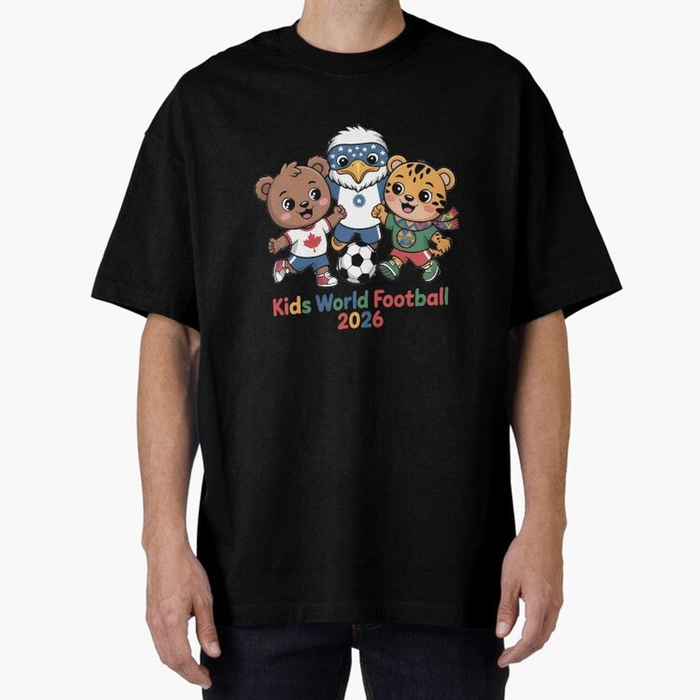 Kids World Football Friends 2026 ¨C Cute Cartoon Soccer Characters for Children Oversized T-Shirt Relive Legendary Nights from Match Day Hype around FIFA World Cup 2026 Group Stage, Messi, Germany, Fan Favorite Moments, National Team Passion, Big