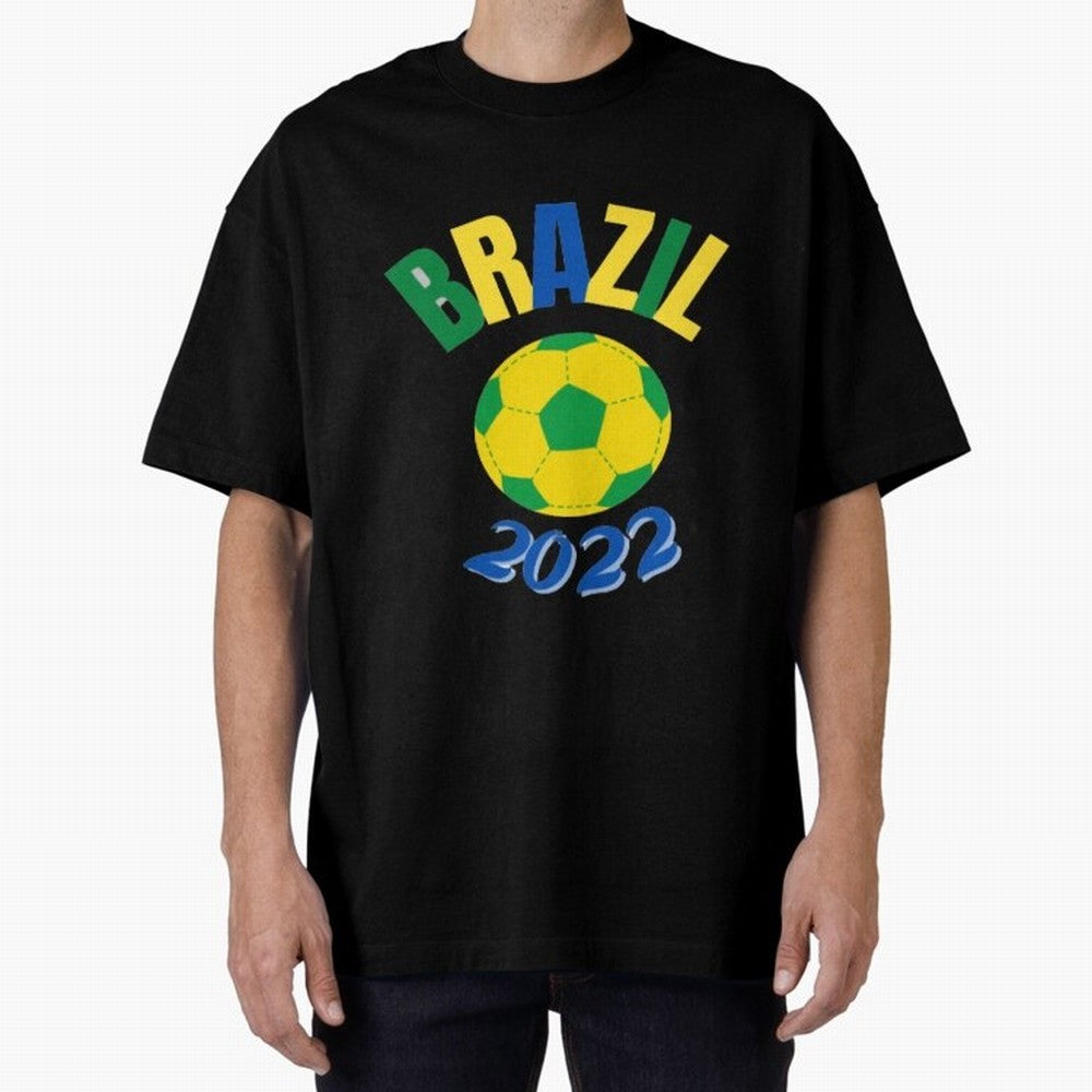 Brazil FIFA world cup 2022 T shirt Oversized T-Shirt Back the Journey through FIFA World Cup 2026 for Fans of Messi, Neymar and Mbappe and Germany, Bringing Tournament Hype, Historic Matchups, Family Viewing Parties and Global Sports Pride; Perfect