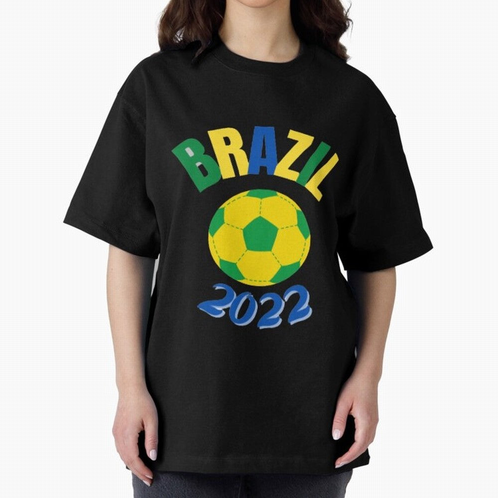 Brazil FIFA world cup 2022 T shirt Oversized T-Shirt Back the Journey through FIFA World Cup 2026 for Fans of Messi, Neymar and Mbappe and Germany, Bringing Tournament Hype, Historic Matchups, Family Viewing Parties and Global Sports Pride; Perfect