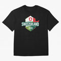 Switzerland WC2026 Oversized T-Shirt Unlock FIFA World Cup 2026 USA Canada Mexico for Fans of CR7 and Messi and Spain, Bringing Football Festival Excitement, Trophy Ambitions, Country Rivalries and Star Player Buzz; Ideal for Passionate Fans Who