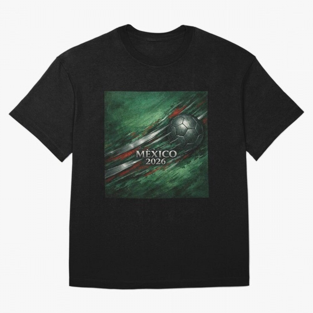Mexico 2026 Football with Metallic Silver Line Oversized T-Shirt Turn Up for the FIFA World Cup 2026 Journey through Cristiano Ronaldo Highlights, Germany Pride, Game Day Rituals, Football Legends, Country Pride and the Road to the Final; Ideal for