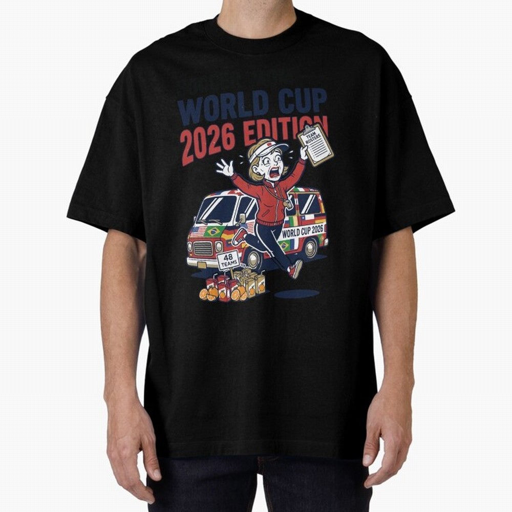 Soccer Mom ¡ª World Cup 2026 Edition V2 Oversized T-Shirt Celebrate Football Dreams Across FIFA World Cup 2026 USA Canada Mexico Spirit, Inspired by Spain, Neymar, Sports Nostalgia, International Competition, Famous Players and Unforgettable