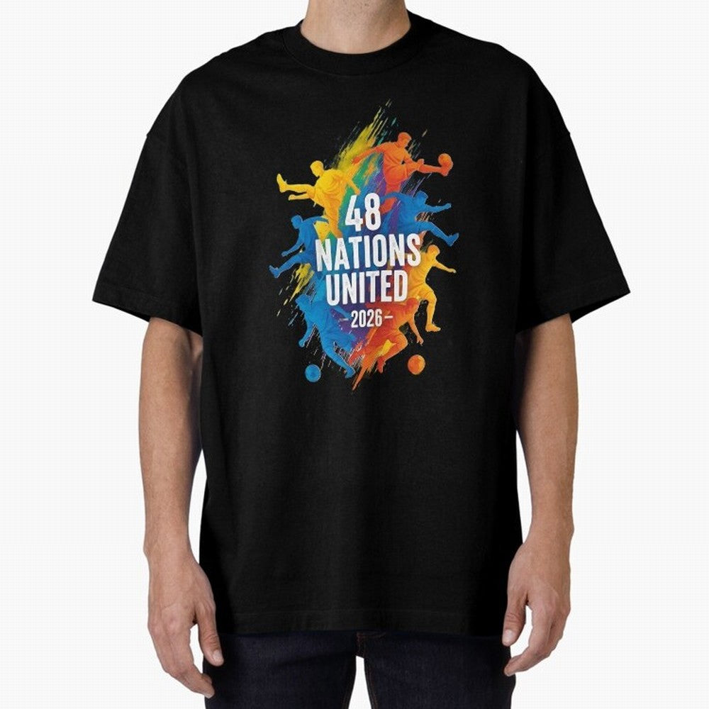 The Unity of World Football Oversized T-Shirt Support FIFA World Cup 2026 Celebrating CR7 and Messi, Brazil, Portugal and Argentina Energy, Worldwide Fan Energy, Dramatic Goals, Stadium Lights and Championship Celebrations; Ideal for Passionate