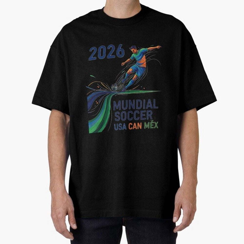 Triangular Goal Art 2026 Oversized T-Shirt Enjoy Global Football Passion for FIFA World Cup 2026 USA Canada Mexico, with Messi, France, Football Passion, Legendary Performances, Festival Vibes and Supporter Community; Built for Supporters Chasing