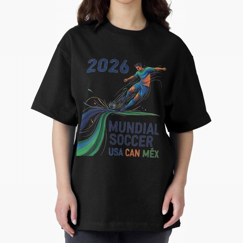 Triangular Goal Art 2026 Oversized T-Shirt Enjoy Global Football Passion for FIFA World Cup 2026 USA Canada Mexico, with Messi, France, Football Passion, Legendary Performances, Festival Vibes and Supporter Community; Built for Supporters Chasing