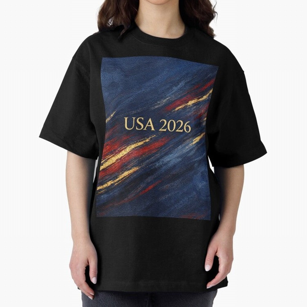 Elevated USA 2026 Soccer Oversized T-Shirt Bring Supporter Culture to FIFA World Cup 2026 USA Canada Mexico for Fans of Neymar, Haaland and Cristiano Ronaldo and Argentina and Brazil, Bringing Retro Football Energy, Iconic Rivalries, Trophy Chase