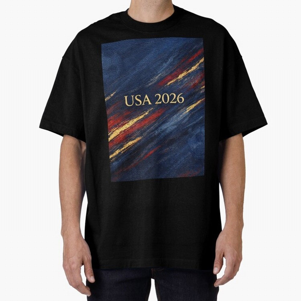 Elevated USA 2026 Soccer Oversized T-Shirt Bring Supporter Culture to FIFA World Cup 2026 USA Canada Mexico for Fans of Neymar, Haaland and Cristiano Ronaldo and Argentina and Brazil, Bringing Retro Football Energy, Iconic Rivalries, Trophy Chase