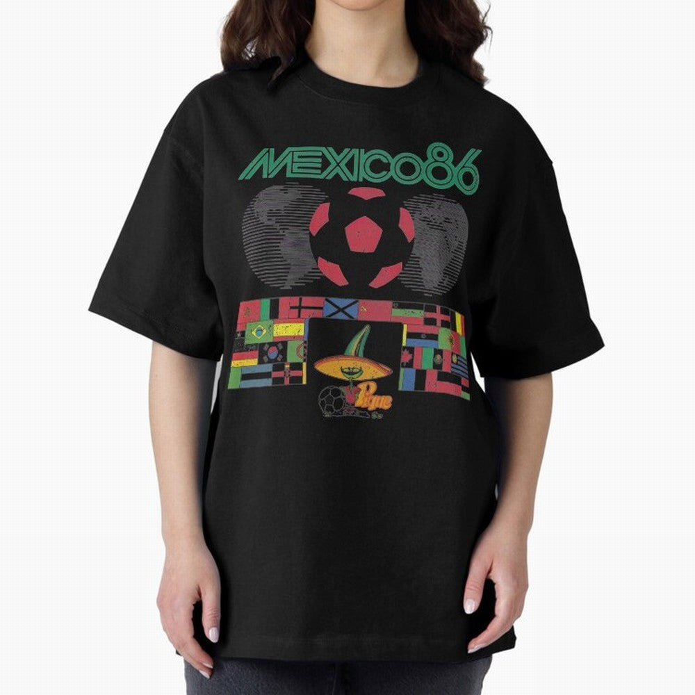 MEXICO-86-WORLD-CUP-T-SHIRT Oversized T-Shirt Celebrate Soccer Greatness during the FIFA World Cup 2026 USA Canada Mexico Journey through Cristiano Ronaldo Highlights, France and Portugal Pride, Classic Soccer Heritage, Championship Pressure, Fan