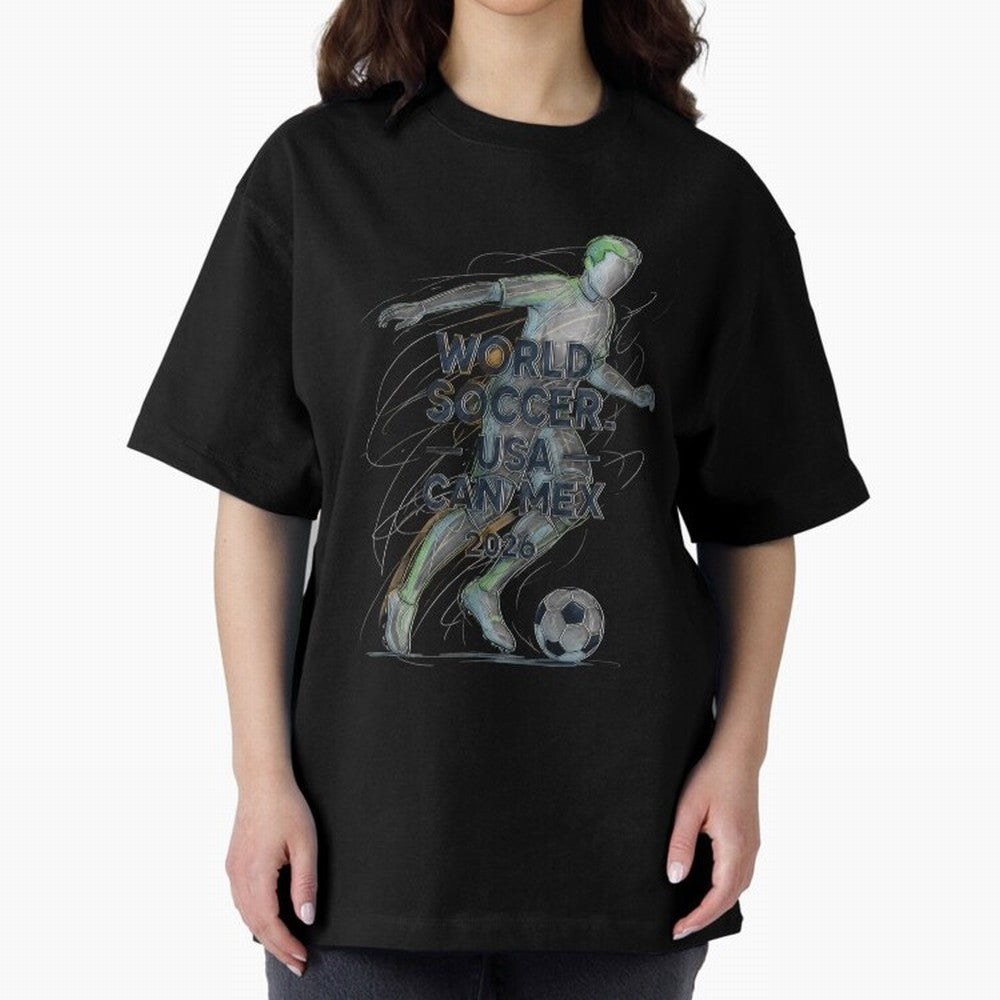 Triumphant Kick 2026 Oversized T-Shirt Elevate the FIFA World Cup 2026 USA Canada Mexico Journey through Messi Highlights, Argentina, France and Brazil Pride, Classic Soccer Heritage, Championship Pressure, Fan Loyalty and International Pride;