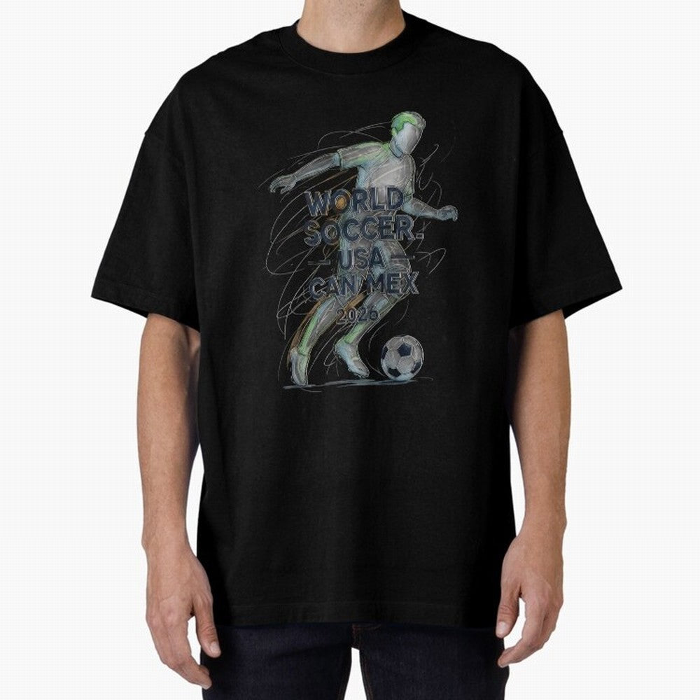 Triumphant Kick 2026 Oversized T-Shirt Elevate the FIFA World Cup 2026 USA Canada Mexico Journey through Messi Highlights, Argentina, France and Brazil Pride, Classic Soccer Heritage, Championship Pressure, Fan Loyalty and International Pride;