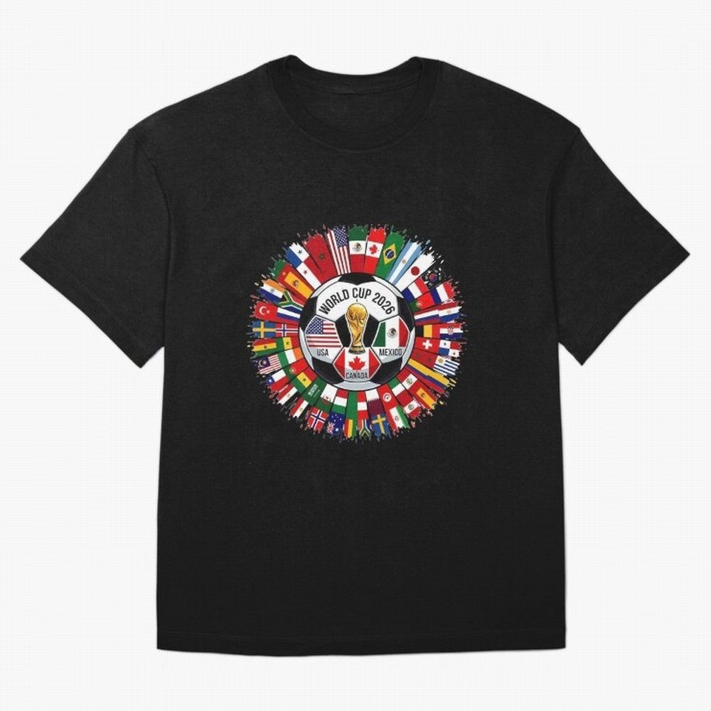 USA Canada Mexico 2026 Football Celebration Fan Art Oversized T-Shirt Celebrate Soccer Greatness during FIFA World Cup 2026 Group Stage Featuring Messi and Cristiano Ronaldo, Argentina and Brazil Energy, Worldwide Fan Energy, Dramatic Goals,