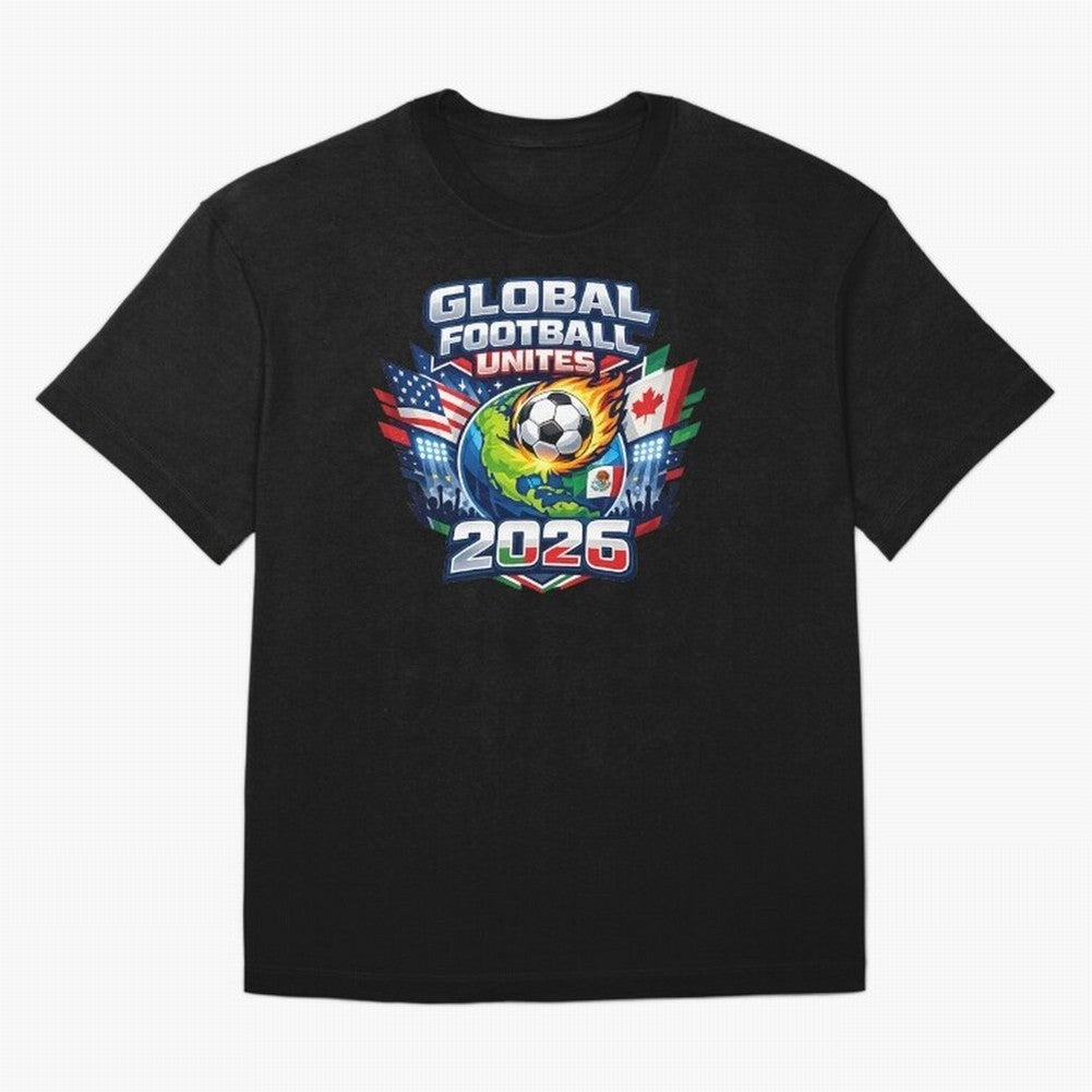 Global Football Unites 2026 USA Canada Mexico Oversized T-Shirt Experience the Global Stage of Global Football Passion for FIFA World Cup 2026 USA Canada Mexico, Capturing Mbappe, Germany, Championship Spirit, Famous Goals, Roaring Crowds and