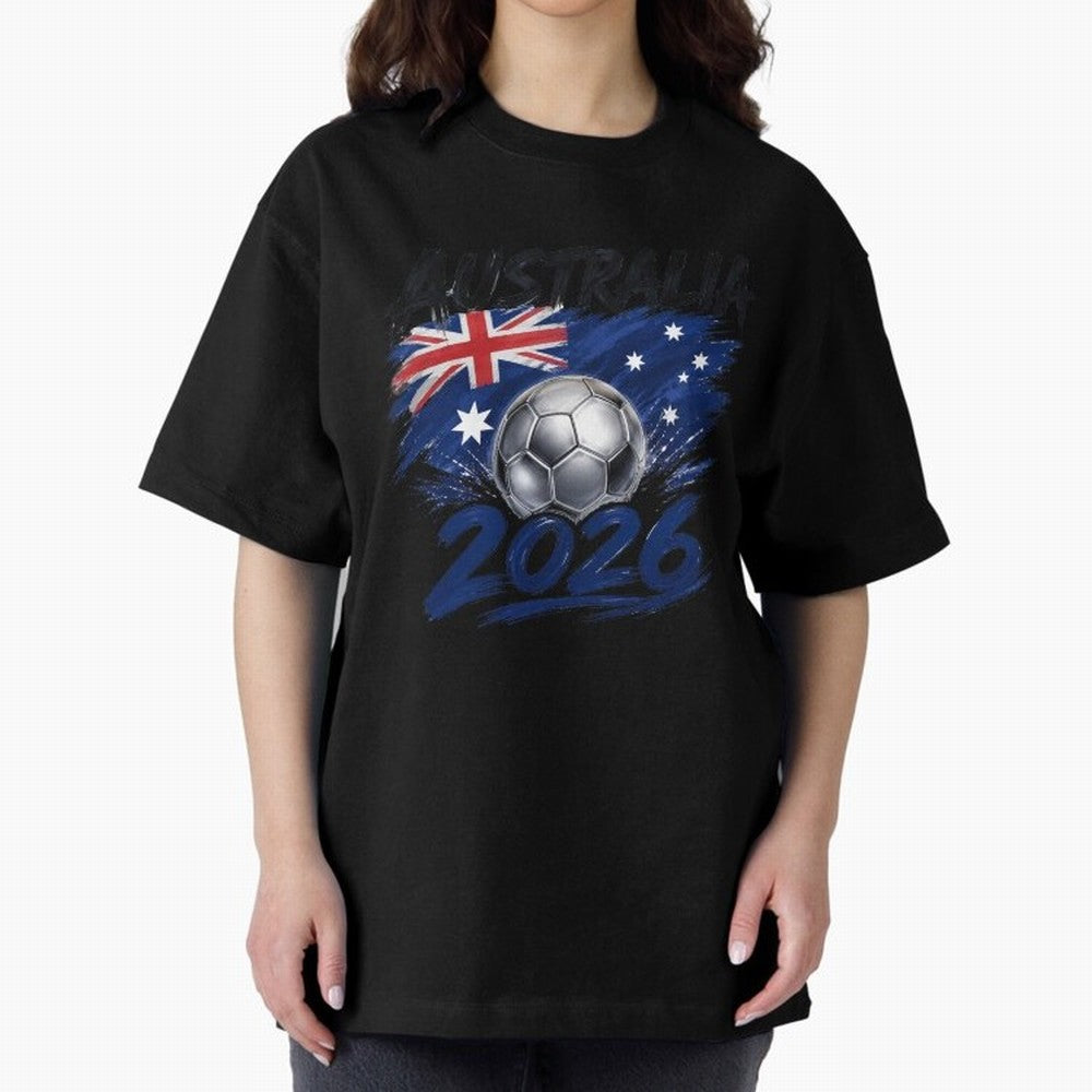 Australia Soccer 2026: Grunge Flag & Football Pride Oversized T-Shirt Carry National Pride through FIFA World Cup 2026 USA Canada Mexico Spirit, Driven by Spain, Neymar, Haaland and Cristiano Ronaldo, Stadium Memories, Football Loyalty,