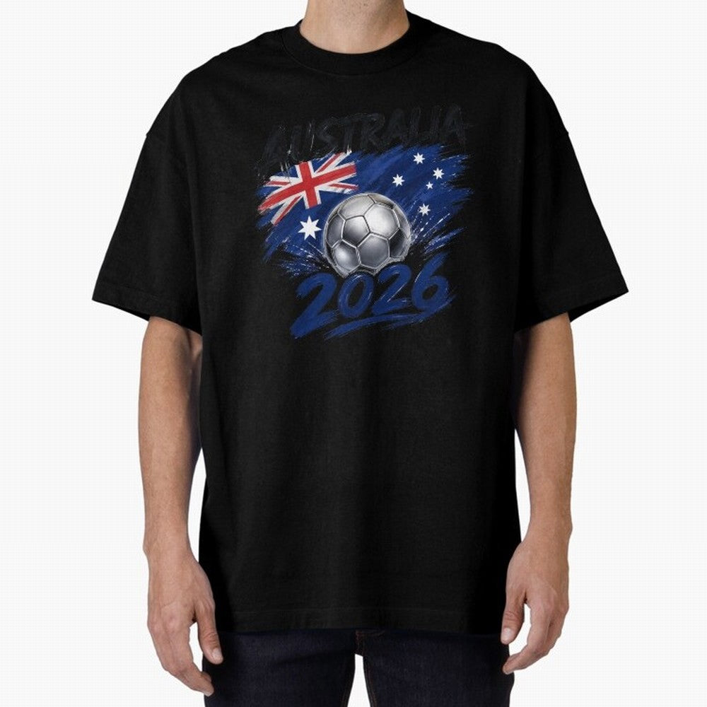 Australia Soccer 2026: Grunge Flag & Football Pride Oversized T-Shirt Carry National Pride through FIFA World Cup 2026 USA Canada Mexico Spirit, Driven by Spain, Neymar, Haaland and Cristiano Ronaldo, Stadium Memories, Football Loyalty,