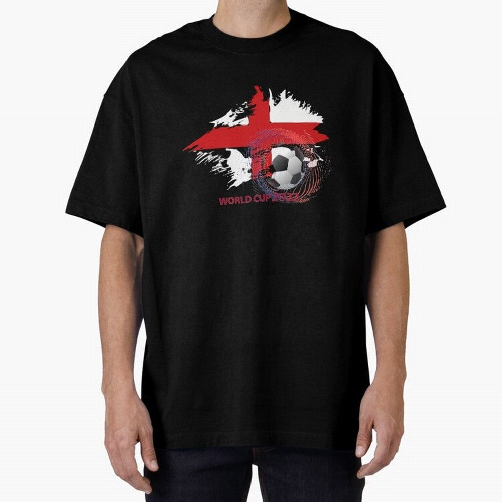 England World Cup 2022 Oversized T-Shirt Cheer for FIFA World Cup 2026 USA Canada Mexico for Fans of Messi, Neymar and Mbappe and Spain, Bringing Stadium Chants, National Pride, Trophy Dreams and Unforgettable Football Memories; Created for Match