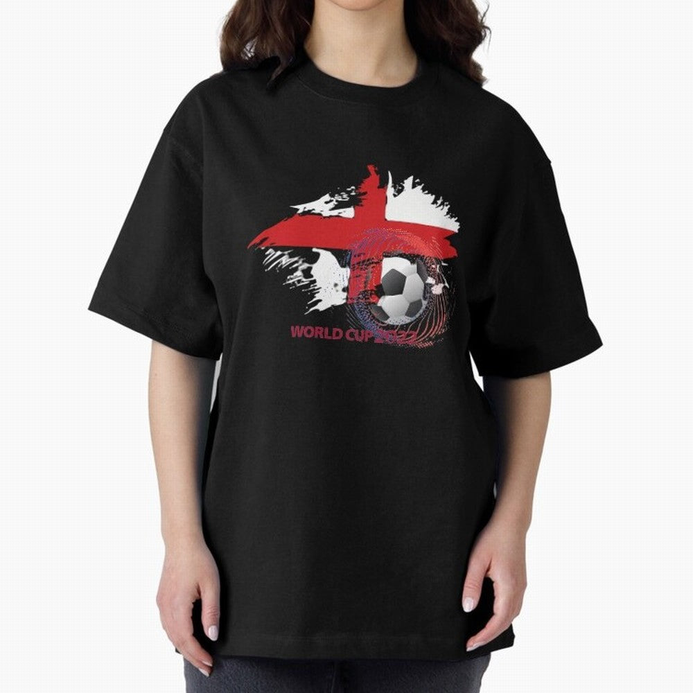 England World Cup 2022 Oversized T-Shirt Cheer for FIFA World Cup 2026 USA Canada Mexico for Fans of Messi, Neymar and Mbappe and Spain, Bringing Stadium Chants, National Pride, Trophy Dreams and Unforgettable Football Memories; Created for Match