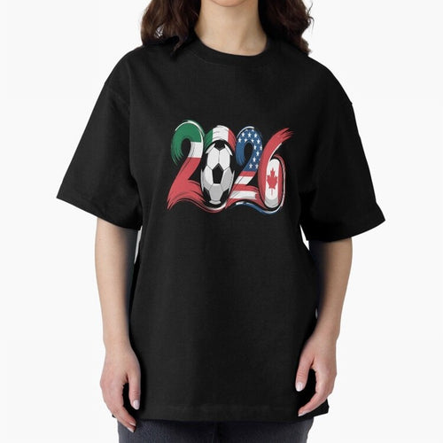 2026 Soccer Play Game Year Players Oversized T-Shirt Join FIFA World Cup 2026 USA Canada Mexico Connected to Haaland, Portugal, Spain and Germany Energy, Vintage Soccer Flavor, Modern Football Stars, National Flags and Final Night Emotion; Created