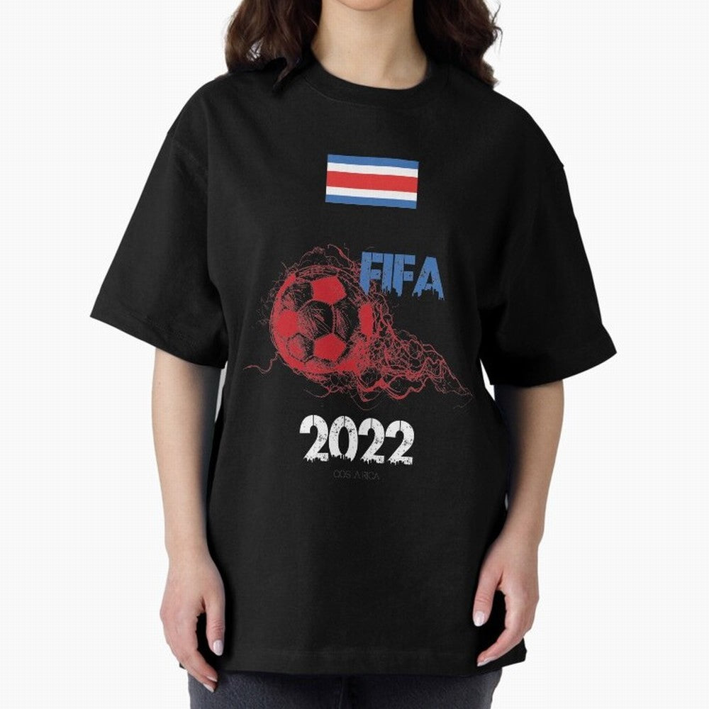 World Cup Qatar 2022 Costa Rica Oversized T-Shirt Carry Global Football Passion for FIFA World Cup 2026, with Messi and Cristiano Ronaldo, France, Global Supporter Spirit, Legendary Goals, National Colors and Tournament Celebration; Ideal for