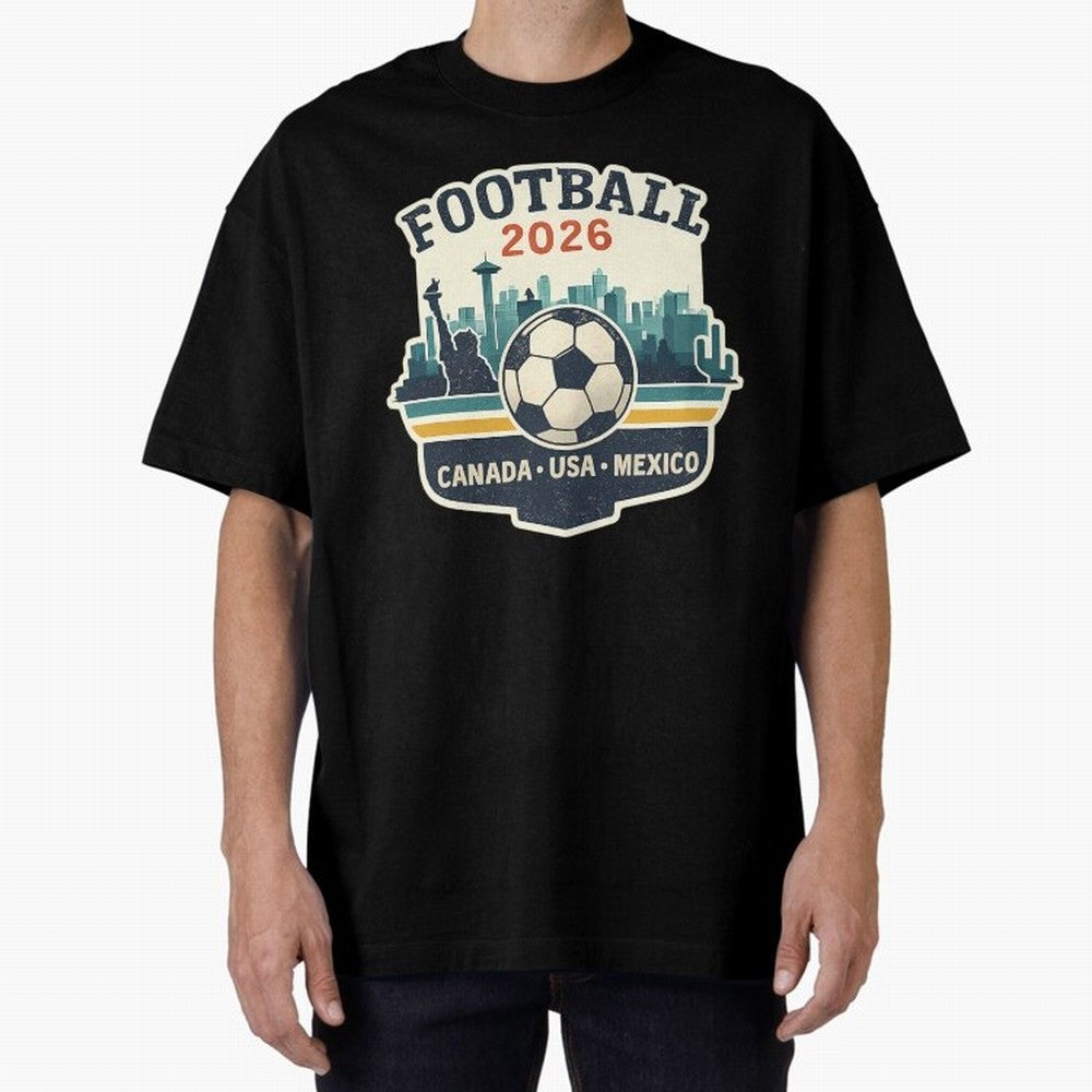 Football 2026 One World One Goal Oversized T-Shirt Celebrate the Magic of Match Day Hype around FIFA World Cup 2026, Messi and Cristiano Ronaldo, Brazil, Football History, Final Match Energy, Crowd Noise and Once in a Lifetime Moments; Perfect for