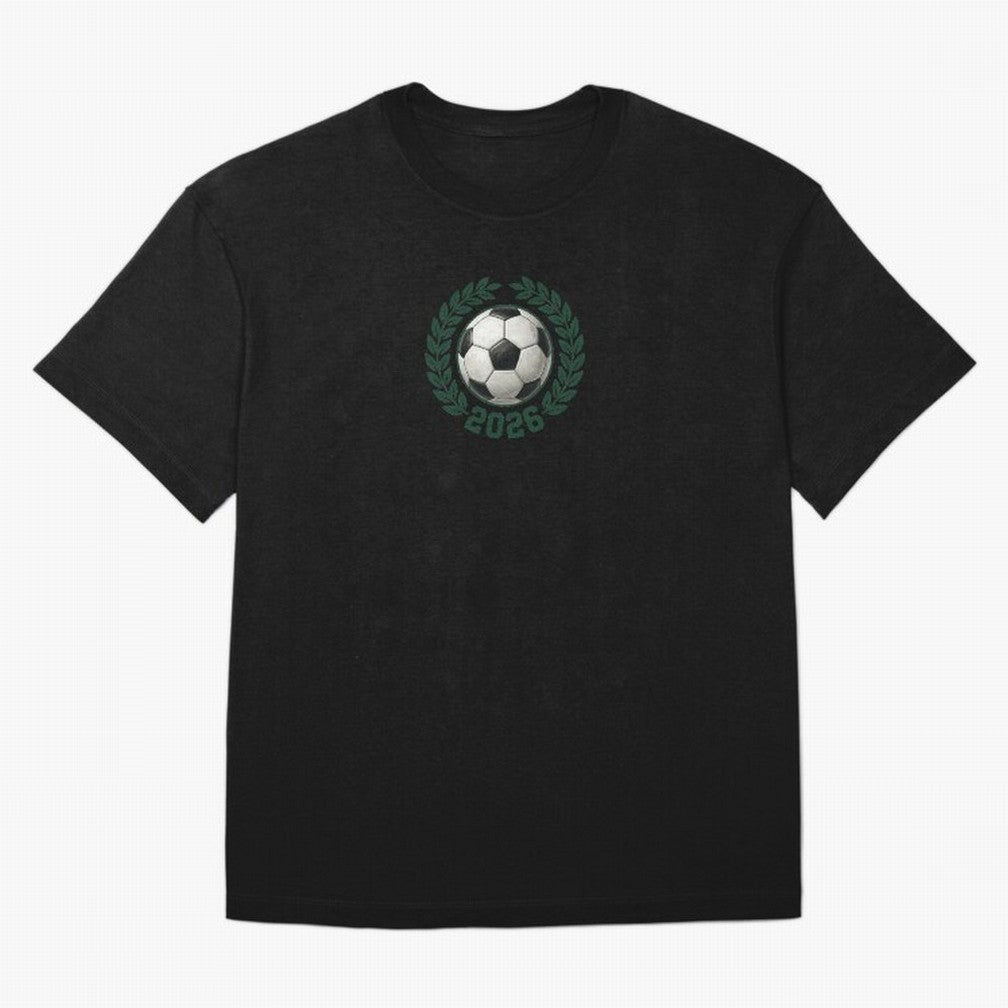 Retro Soccer 2026 Varsity Laurel Wreath Graphic Oversized T-Shirt Show Fan Pride Across the FIFA World Cup 2026 Group Stage Journey through CR7 Highlights, France and Portugal Pride, Retro Football Energy, Iconic Rivalries, Trophy Chase Drama and