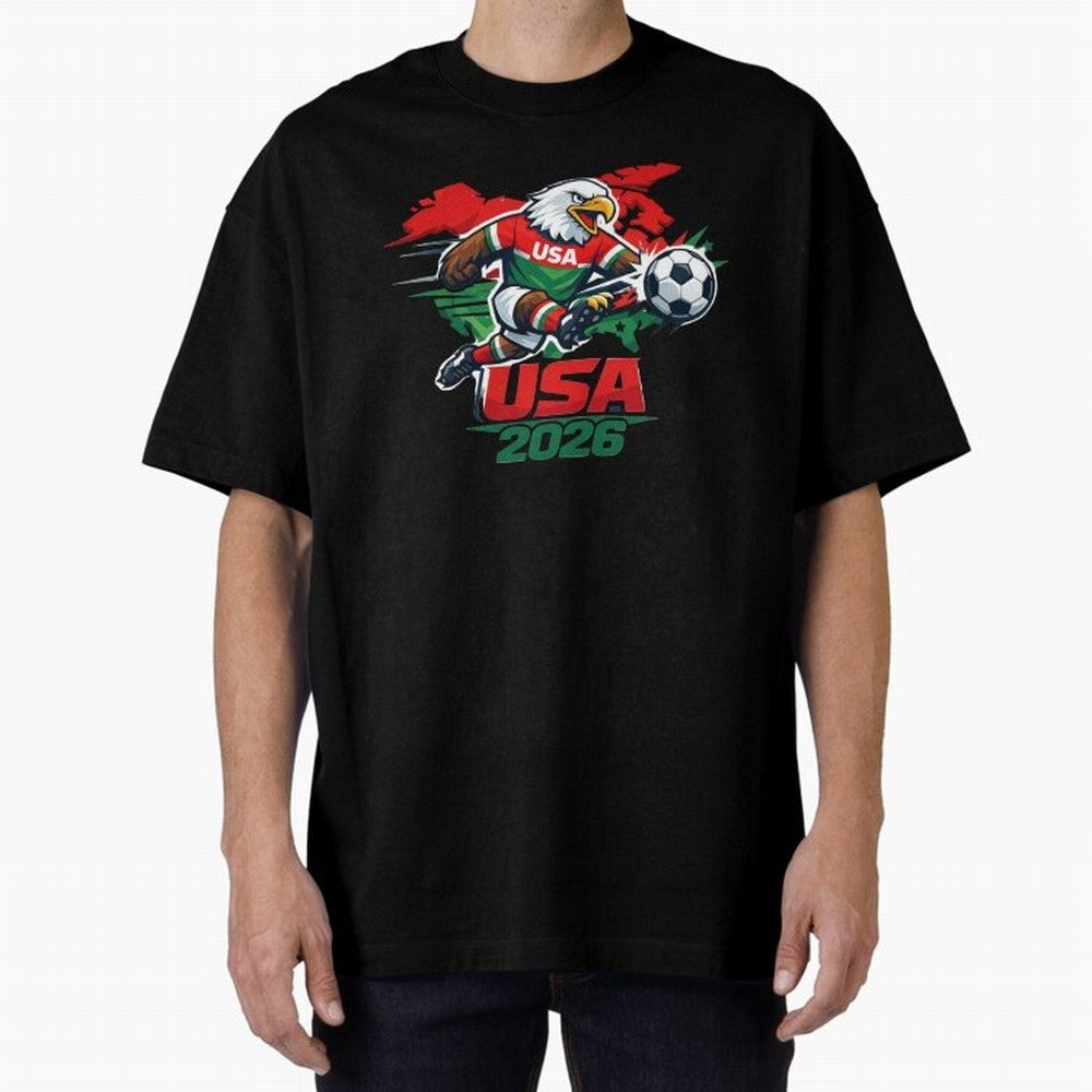 USA Canada Mexico Soccer Cup Oversized T-Shirt Spotlight FIFA World Cup 2026 for Fans of Messi, CR7 and Mbappe and Portugal, Bringing Global Supporter Spirit, Legendary Goals, National Colors and Tournament Celebration; Perfect for People Who Love