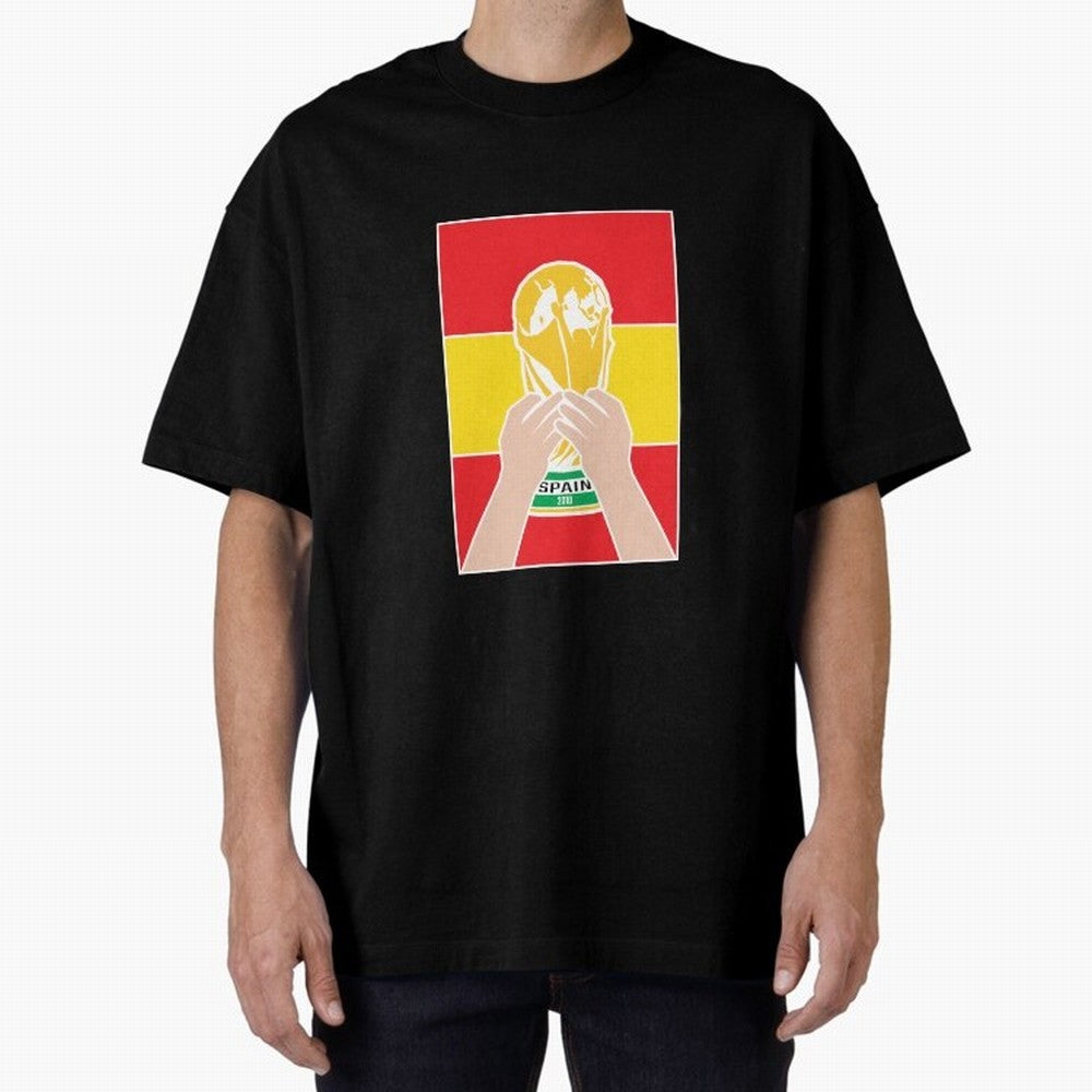Champion Spain 2010 Oversized T-Shirt Support Global Football Passion for FIFA World Cup 2026 USA Canada Mexico, Highlighting Haaland, Spain and Netherlands, Retro Football Energy, Iconic Rivalries, Trophy Chase Drama and Stadium Atmosphere; Made