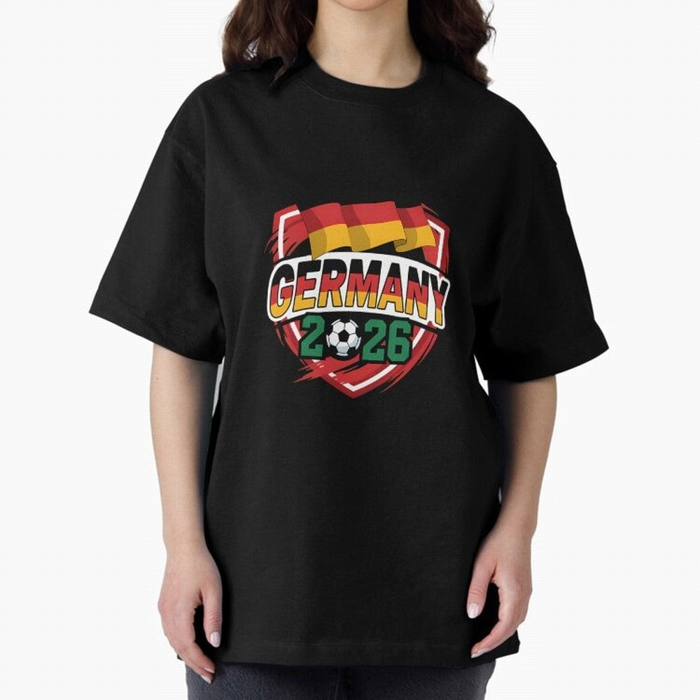 Germany World Cup 2026 Germany Football Oversized T-Shirt Show Support during the FIFA World Cup 2026 Group Stage Journey through Neymar Highlights, France Pride, Vintage Soccer Flavor, Modern Football Stars, National Flags and Final Night Emotion;