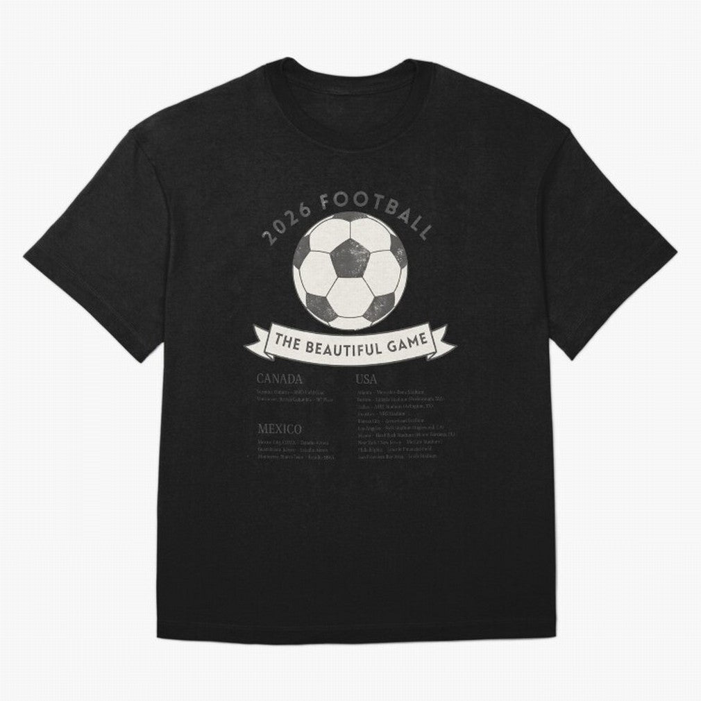 2026 Football Soccer Host Cities Beautiful Game Oversized T-Shirt Cheer for Match Day Hype around FIFA World Cup 2026, Messi and Cristiano Ronaldo, Brazil, Sports Nostalgia, International Competition, Famous Players and Unforgettable Victories;