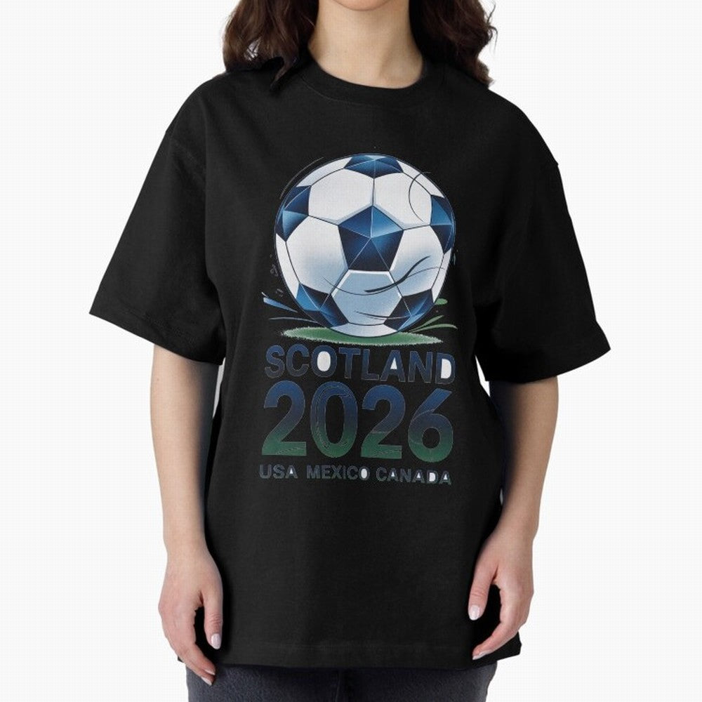 Scotland Soccer Football Design 2026 Oversized T-Shirt Celebrate the Stars of FIFA World Cup 2026 for Fans of Haaland and Spain, Bringing Match Day Excitement, Supporter Culture, Golden Goals and Global Football Passion; Ideal for Fans Who Follow
