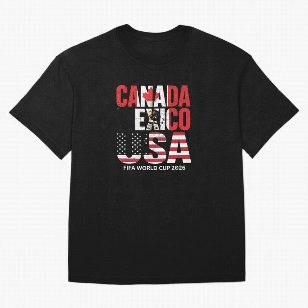 United 2026 World Cup - Canada, Mexico, USA Flags T-Shirt_83138002 Oversized T-Shirt Carry National Pride through FIFA World Cup 2026 Group Stage Spirit, Capturing Brazil, Messi, Neymar and Mbappe, Fan Favorite Moments, National Team Passion, Big