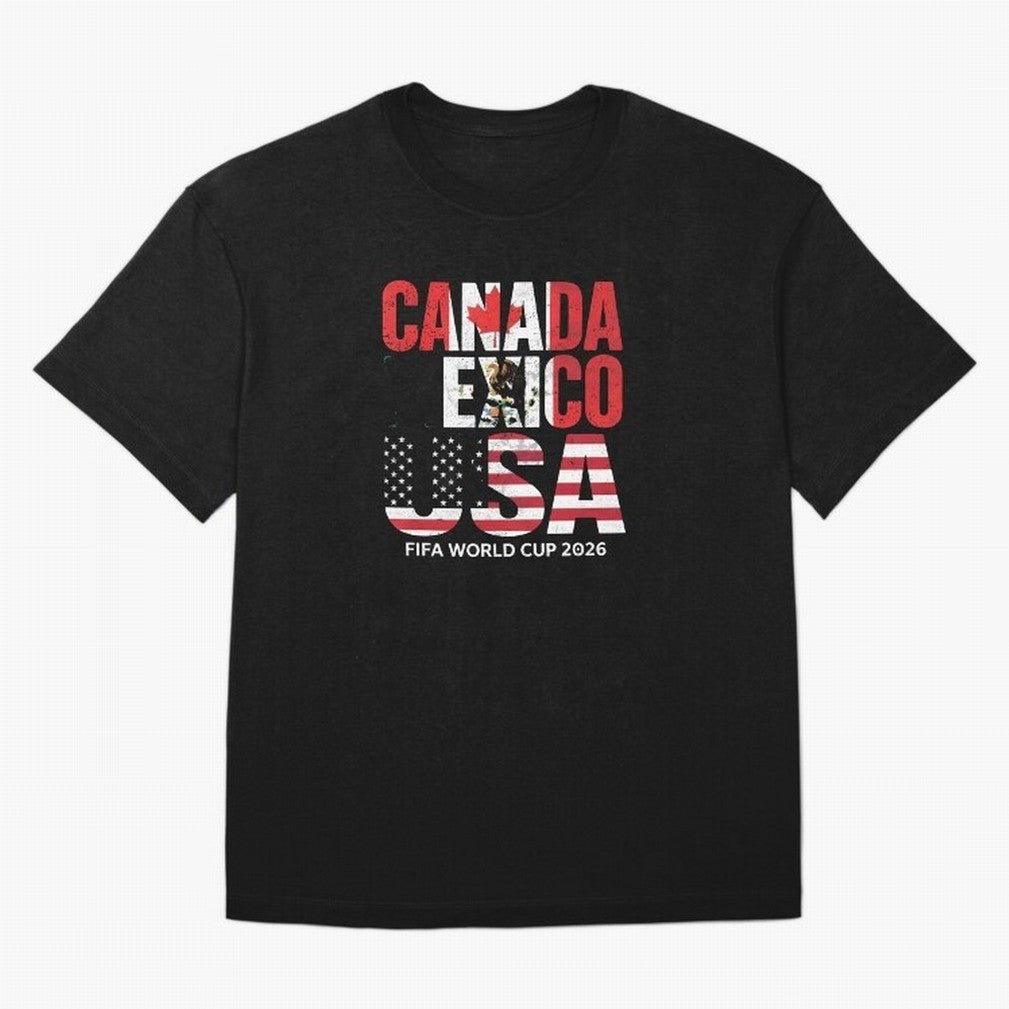 United 2026 World Cup - Canada, Mexico, USA Flags T-Shirt_83138002 Oversized T-Shirt Make Your Look Match the FIFA World Cup 2026 Journey through CR7 and Messi Highlights, England Pride, Football Festival Excitement, Trophy Ambitions, Country