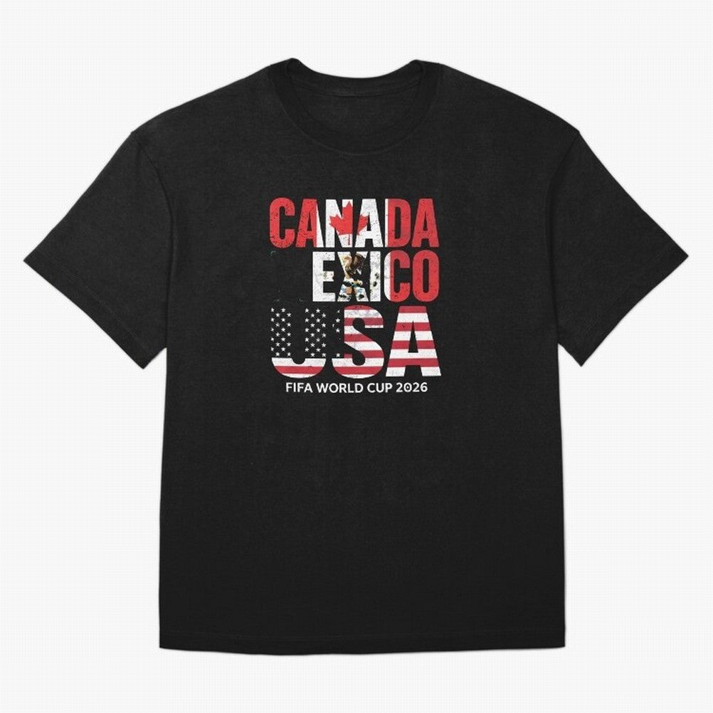 United 2026 World Cup - Canada, Mexico, USA Flags T-Shirt_83138002 Oversized T-Shirt Make Your Look Match FIFA World Cup 2026 Group Stage Spirit, with England, Cristiano Ronaldo, Fan Favorite Moments, National Team Passion, Big Match Drama and