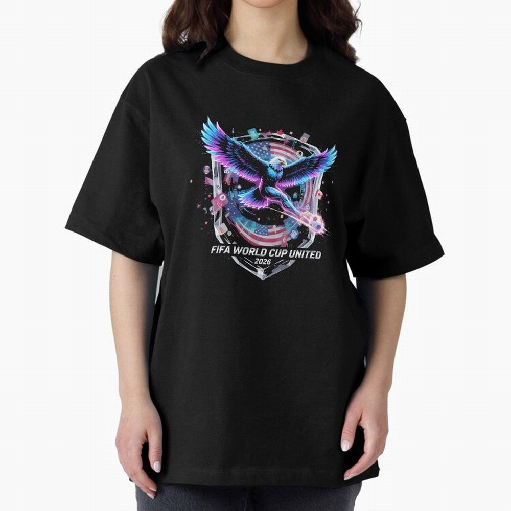 FIFA World Cup 2026 United Eagle Soccer Art T-Shirt_86867742 Oversized T-Shirt Celebrate the Next Chapter of FIFA World Cup 2026 USA Canada Mexico Inspired by Messi, Neymar and Mbappe, Argentina, France and Brazil Energy, Sports Nostalgia,