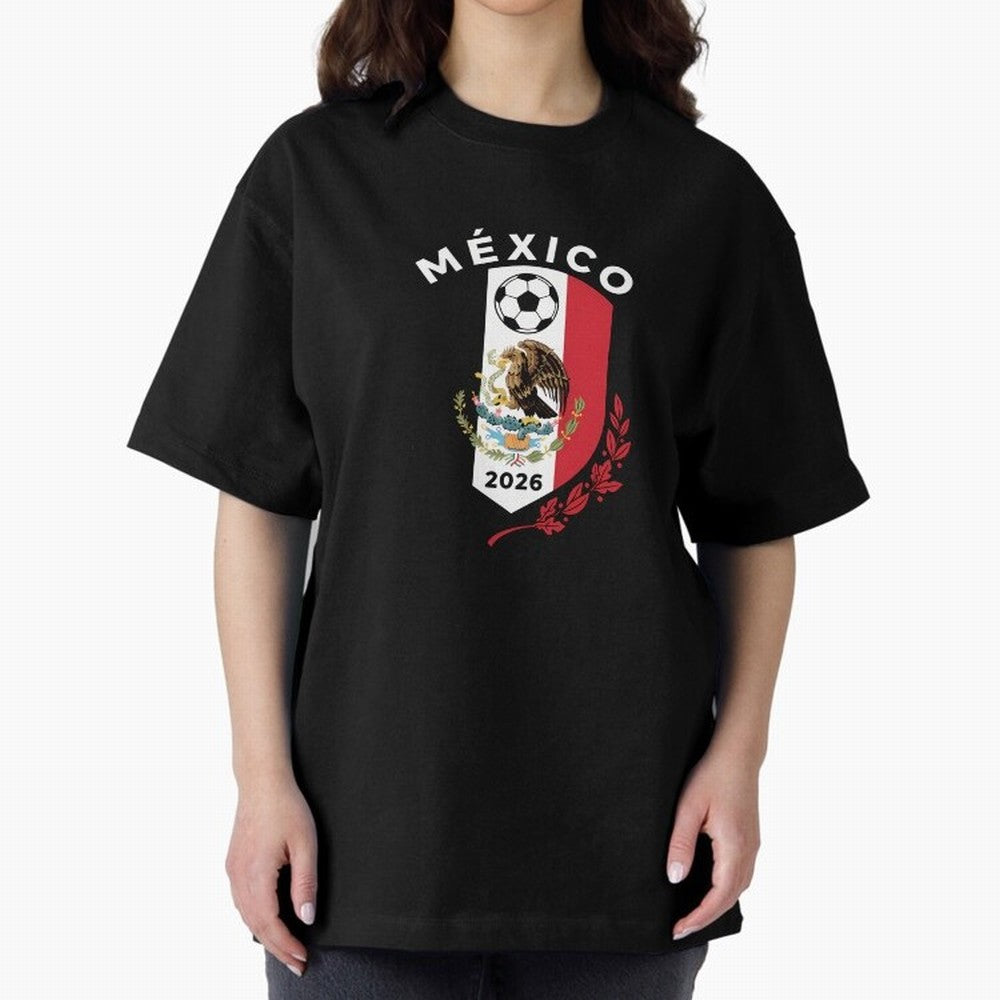 Mexico Emblem World Cup Soccer 2026 Football Crew T-Shirt_83050167 Oversized T-Shirt Fuel the FIFA World Cup 2026 Journey through Messi Highlights, Brazil Pride, Football History, Final Match Energy, Crowd Noise and Once in a Lifetime Moments;