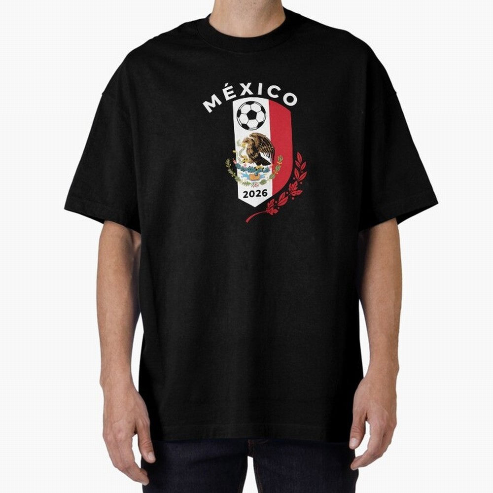 Mexico Emblem World Cup Soccer 2026 Football Crew T-Shirt_83050167 Oversized T-Shirt Fuel the FIFA World Cup 2026 Journey through Messi Highlights, Brazil Pride, Football History, Final Match Energy, Crowd Noise and Once in a Lifetime Moments;
